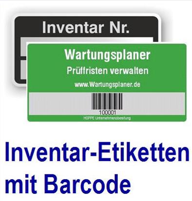 Inventaretiketten mit Vornummerierung. mit Wunschtext Firmenlogo . Num